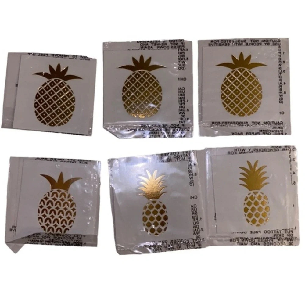 Pineapple Gold Temporary Tattoos (Set of 6) 🍍